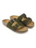 Mandel Leder-Pantoletten in Khaki