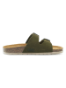 Mandel Leren slippers kaki