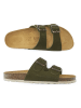 Mandel Leder-Pantoletten in Khaki
