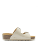Mandel Leren slippers beige