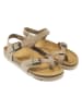 Mandel Leder-Zehensandalen in Beige/ Braun