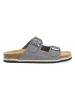 Mandel Leren slippers grijs