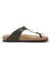 Mandel Leren teenslippers bruin