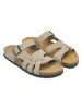 Mandel Leren slippers taupe