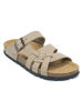Mandel Leren slippers taupe