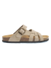 Mandel Leren slippers taupe