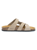 Mandel Leren slippers taupe