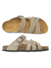 Mandel Leren slippers taupe