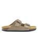 Mandel Leren slippers taupe