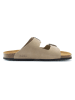 Mandel Leder-Pantoletten in Taupe