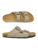 Mandel Leren slippers taupe