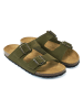 Mandel Leren slippers kaki