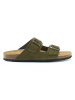 Mandel Leder-Pantoletten  in Khaki