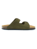 Mandel Leren slippers kaki