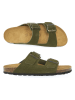 Mandel Leren slippers kaki