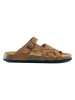 Mandel Leren slippers lichtbruin