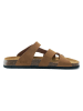 Mandel Leren slippers lichtbruin