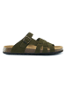 Mandel Leder-Pantoletten in Khaki