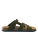 Mandel Leren slippers kaki