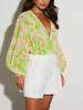 Milan Kiss Bluse in Grün/ Creme