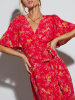 Milan Kiss Kleid in Rot/ Beige