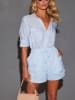Milan Kiss Blouse lichtblauw/wit