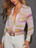 Milan Kiss Bluse in Weiß/ Lila/ Grün