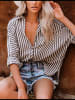 Milan Kiss Bluse in Anthrazit/ Weiß