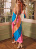 Milan Kiss Kleid in Orange/ Blau/ Pink