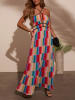 Milan Kiss Jurk blauw/rood/beige