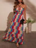 Milan Kiss Jurk blauw/rood/beige