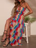 Milan Kiss Jurk blauw/rood/beige