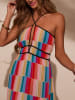 Milan Kiss Jurk blauw/rood/beige