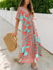 Milan Kiss Jurk turquoise/koraalrood