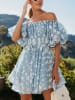 Milan Kiss Kleid in Hellblau/ Weiß