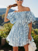 Milan Kiss Kleid in Hellblau/ Weiß