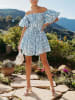 Milan Kiss Kleid in Hellblau/ Weiß