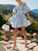 Milan Kiss Kleid in Hellblau/ Weiß