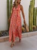 Milan Kiss Kleid in Orange/ Flieder