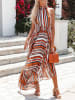 Milan Kiss Kleid in Orange/ Weiß/ Grau