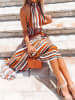 Milan Kiss Kleid in Orange/ Weiß/ Grau