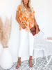 Milan Kiss Blouse oranje/wit