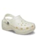 Crocs Chodaki "Classic Platform Glitter" w kolorze kremowym