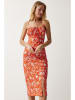 Happiness Istanbul Kleid in Orange/ Weiß