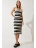 Happiness Istanbul Strickkleid in Creme/ Schwarz
