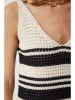 Happiness Istanbul Strickkleid in Creme/ Schwarz
