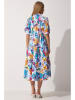 Happiness Istanbul Kleid in Rosa/ Blau/ Orange
