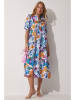 Happiness Istanbul Kleid in Rosa/ Blau/ Orange