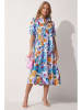 Happiness Istanbul Kleid in Rosa/ Blau/ Orange