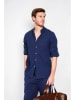 Secret du Lin Linnen blouse donkerblauw